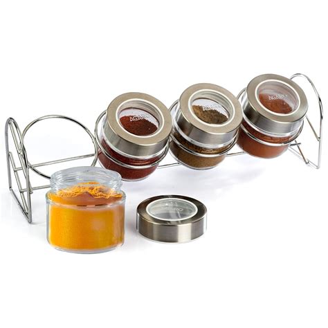 AGARO Elegant Glass Spice Jar with Metal Stand