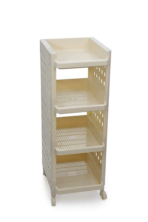 Selvel Plastic Multipurpose Utility Racks, 4 Tier, Beige : Amazon.in ...
