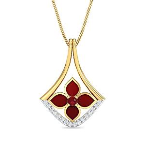 KuberBox 18KT Yellow Gold Ceetar Enamel Pendant for Women : Amazon.in ...