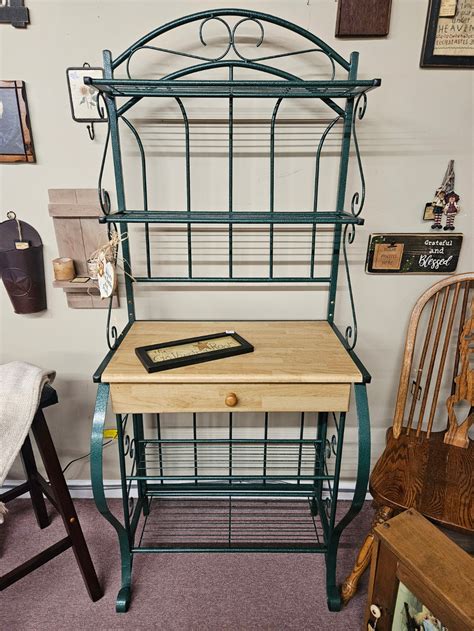 Metal Bakers Rack w/ Wood Drawer – New Leaf Consignment Plus