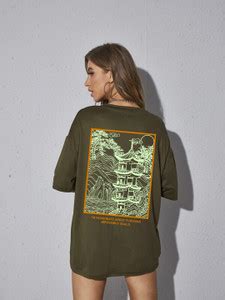 RIGO Printed Women Round Neck Dark Green T-Shirt - Buy RIGO Printed ...