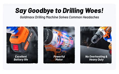 Goldmaxx 28V Cordless Impact Drill Machine, Brushless Motor, Steel ...