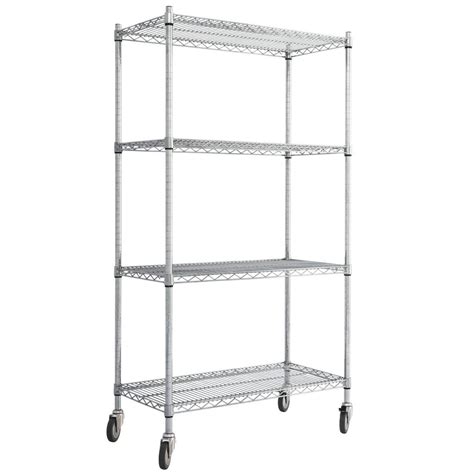 Wire Shelving with Wheels | 4 Shelves | Chrome Storage Trolley | LLM ...