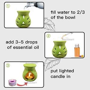 KC KULLICRAFT Green Ceramic Aroma Oil Diffuser Burner – Essential Oil ...