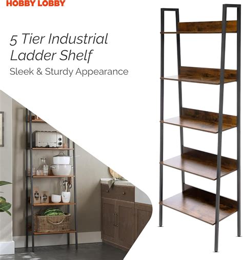 HobbyLobby 5 Tier Industrial Ladder Shelf – Metal & MDF India | Ubuy