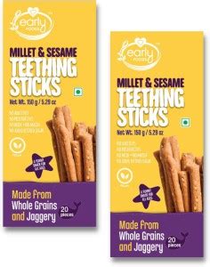 Early Foods Millets & Sesame Teething Sticks Baby Finger Foods 300 g ...