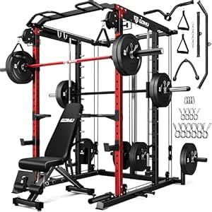 Goimu S1-V4 Smith Machine, 2000LBS Power Cage with Cable Crossover ...