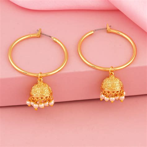 Gold Plated Bold Hoop Jhumka For Girl's – Estele