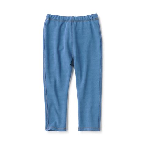 Baby High waisted denim look full length leggings BABY 90 Light blue | MUJI