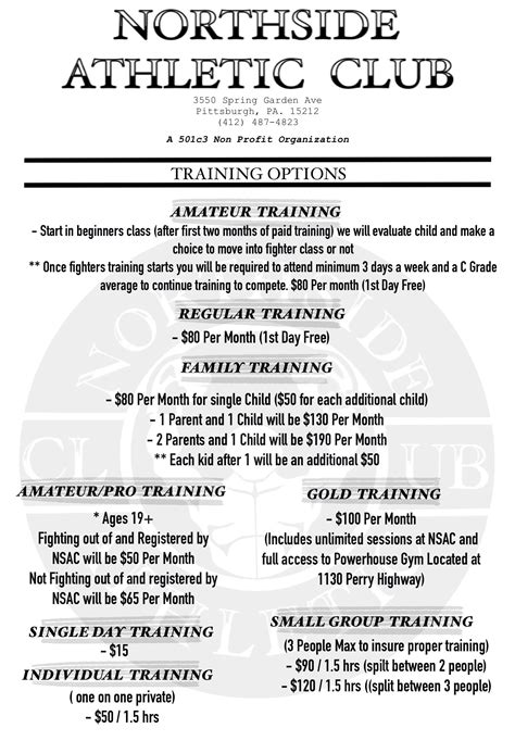 Pricing — Northside Athletic Club