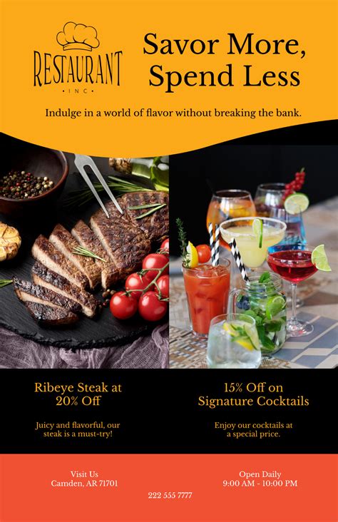 Free Restaurant Advertisement Poster Template to Edit Online