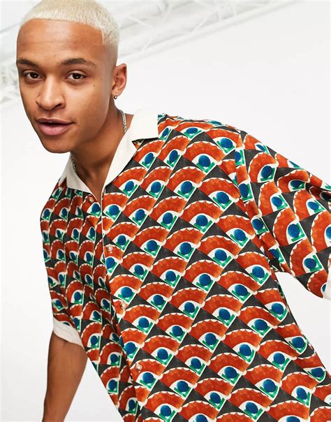 Geo Print With Cut and Sew Border Revere Shirt – Roar Fox