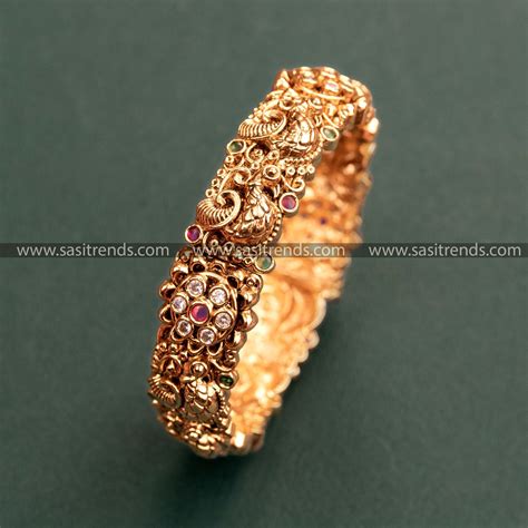 Matt Gold Tone Lakshmi Peacock Kada Bangle for Women - Festival Special ...
