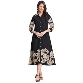 Buy Floral Print Midi Dress,Three-Quarter Sleeves Collared Button Down ...