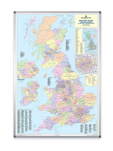 Wall Maps - UK Counties Map - Laminated Wall Map