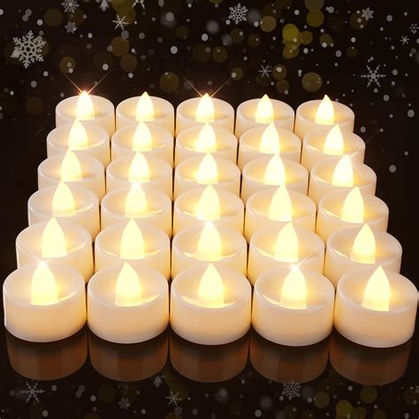 AMAGIC Pack Of 30 Electric Battery Operated Tea Lights Bulk -Realistic ...