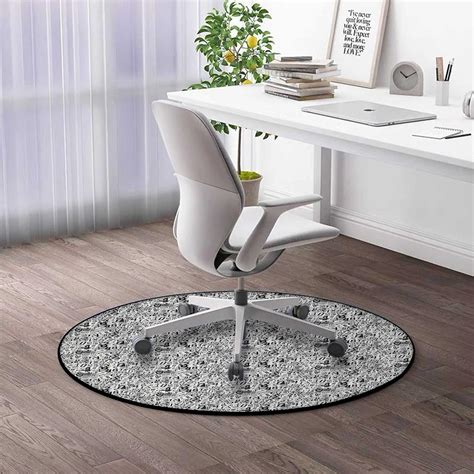 Buy Round Area Rug 39.3 Inch Letter Desk Chair Rug Pale Grey Black ...