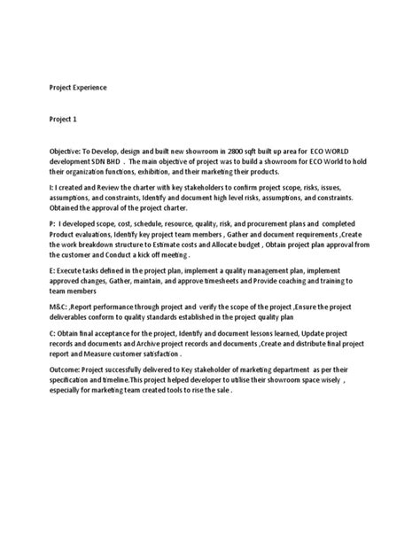 Image result for APM Application Project Experience Template