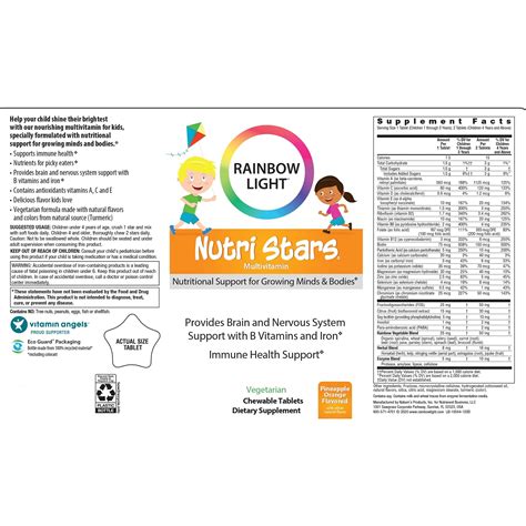 Buy Rainbow Light Nutri Stars Multivitamins for Kids Provides Brain and ...