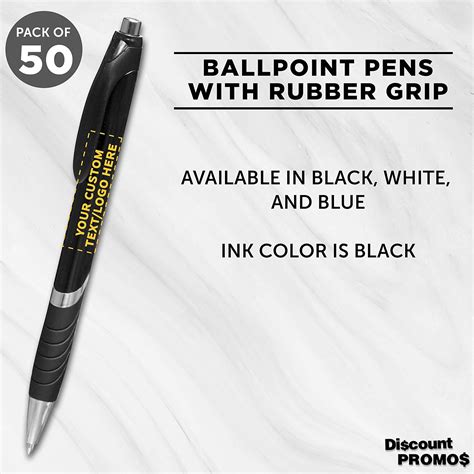 Buy DISCOUNT PROMOS Ballpoint Pens With Rubber Grip - 50 pack ...