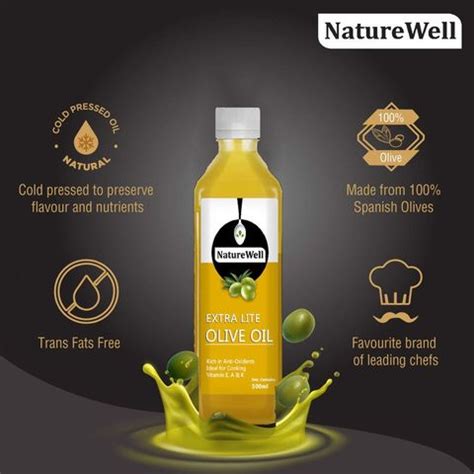 Naturewell Pack of 4 Extra Lite Olive Oil Plastic Bottle Olive Oil ...