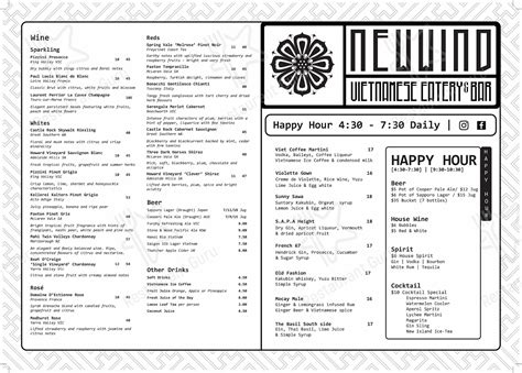 Menu at New Wind restaurant, Windsor, 120 Chapel St