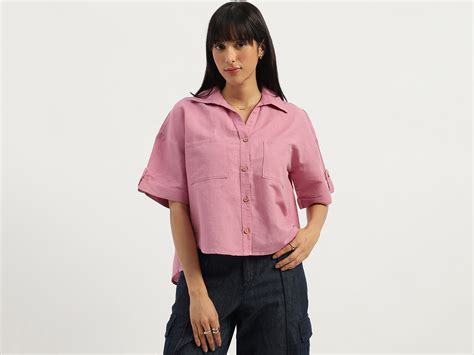 Spread Collar Solid Stylised Shirt – United Colors of Benetton Store