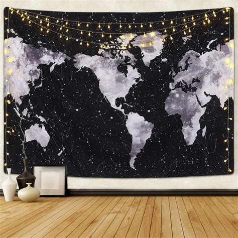 Krelymics Starry World Map Tapestry with Constellations - India | Ubuy