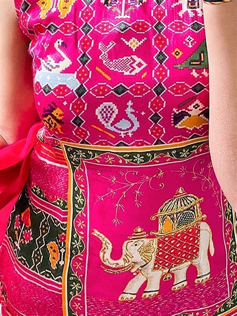 Dazzling Rani Pink Patola Print Silk Festival Wear Palazzo Suit