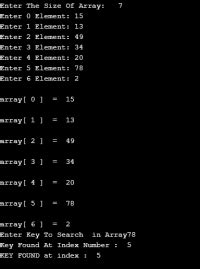 Example of Linear Search Program C# Easy 的图像结果