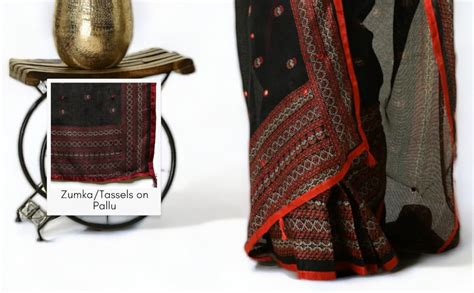 Buy Vipra Designer Black Ethnic Design Mirror Work Jute Silk Embroidery ...