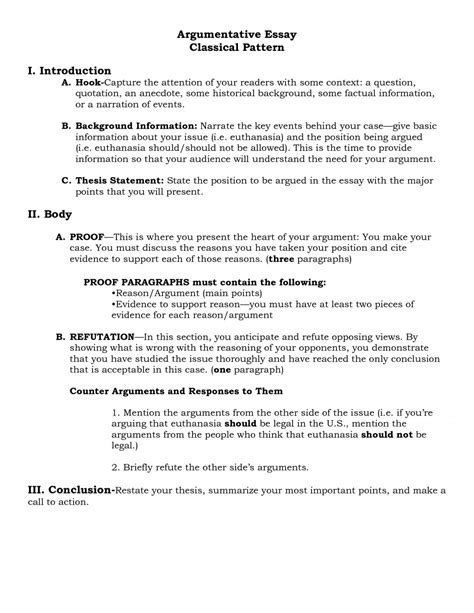 Outline Argumentative Essay Template - Employee Onboarding Template