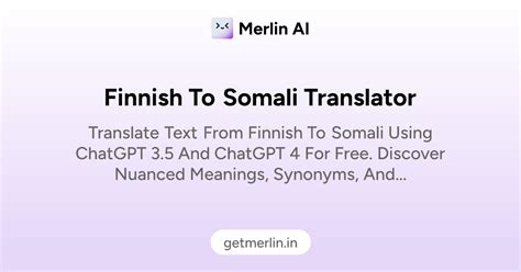 Finnish to Somali Translator
