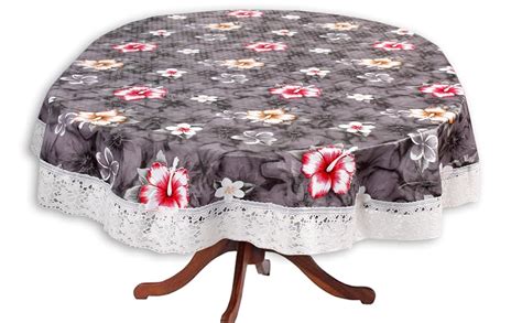 Buy Stylista Plastic Floral Pattern Red 4 Seater Oval Dining Table ...