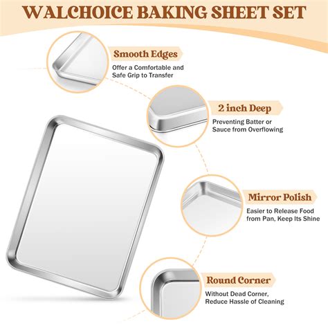 Walchoice 2-Piece Stainless Steel Baking Sheets with 50 Parchment ...