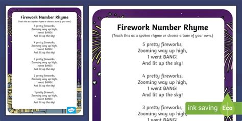 Fireworks Number Rhyme Poster