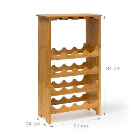 Bamboo Wine Rack for 16 bottles + 12 Wine Glasses