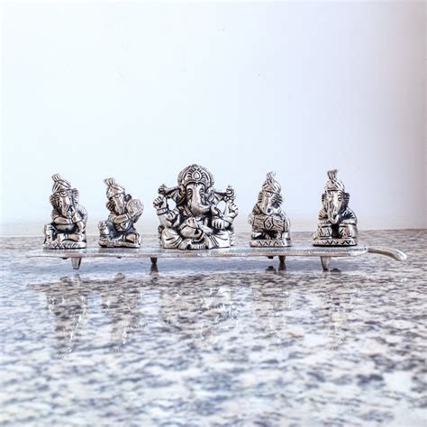 5 Musical Ganesha Idols | Set of 5 Ganesha Murthi Statue with Musical ...