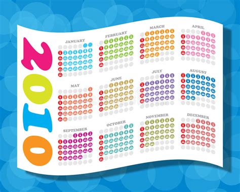 2010五颜六色的日历 向量例证. 插画 包括有 2010五颜六色的日历 - 8624328