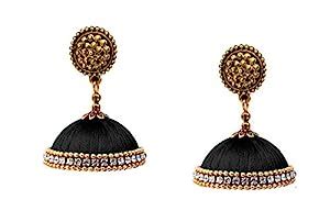 Youth Black Silk Thread Jhumka Earrings : Amazon.in: Fashion