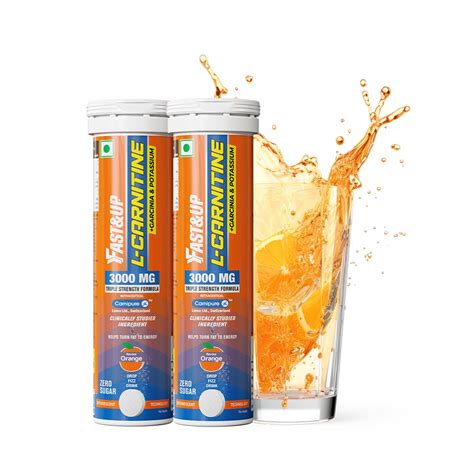 Fast&Up L Carnitine 3000mg Effervescent Tablets, Orange Flavour (Pack ...