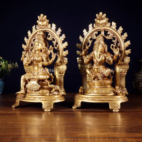 Budhshiv.com Pure Brass Lord Ganesha & Goddess Lakshmi Idol Pair with ...