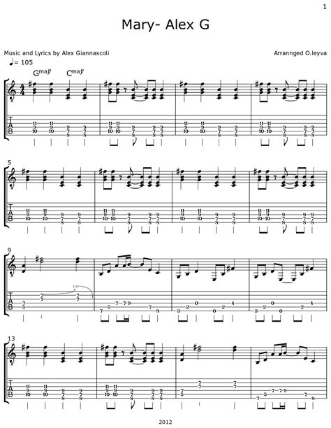 Mary- Alex G - Sheet music for Electric Guitar