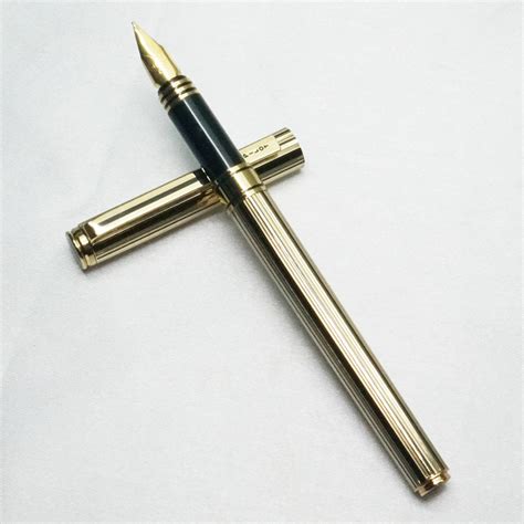 Pilot Dipper Gold stripped body and cap with Gold MB Fine Tipped Nib ...