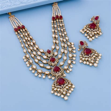 Royal Kundan Necklace | Traditional Long Kundan Necklace Set