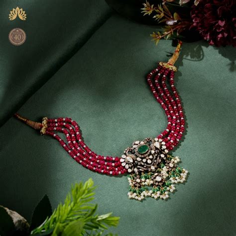 Radiant 18k Ruby Polki Choker Necklace – Krishna Jewellers Pearls and ...