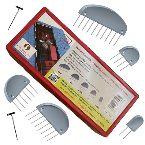 Red Suricata Curved Knit Blocking Combs – Set of 50 Multi Size Curved ...