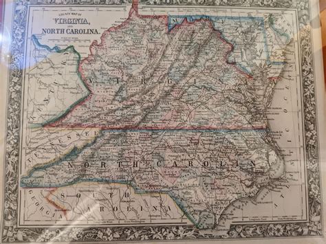1860 Map of Virginia and North Carolina, hand colored in 1864 : r/oldmaps