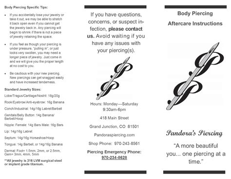 After Care | Pandora's Piercing