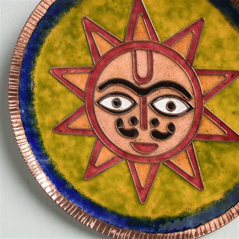 Copper Hand-Hammered Enamel Work Plate/Wall Frame